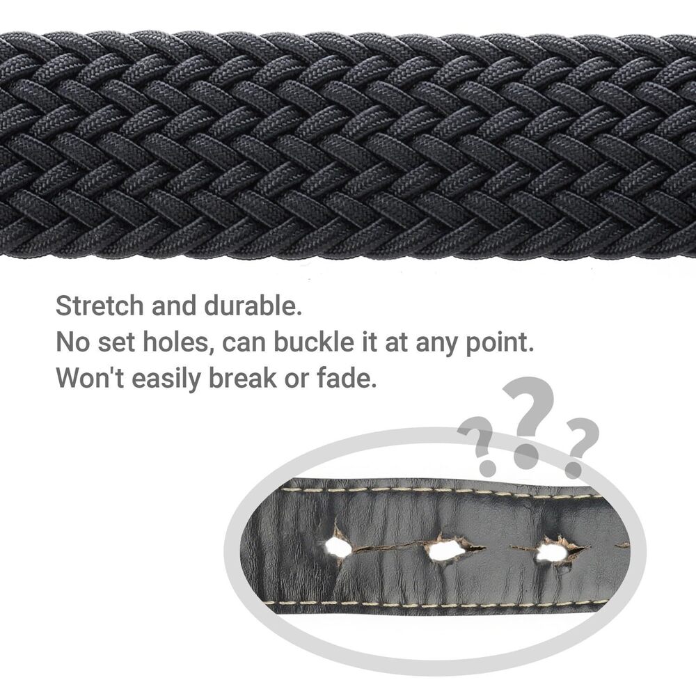 8275 Plus Size Belts For Women Woven Stretch Elastic Waist Belt Black - Picture 4 of 5